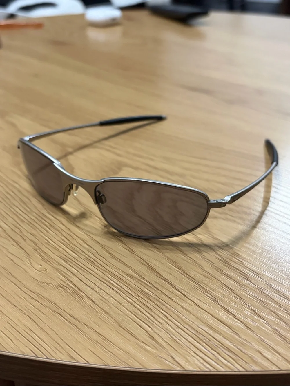 Oakley A Wire Silver Frame Sunglasses with Dark Gray Lenses